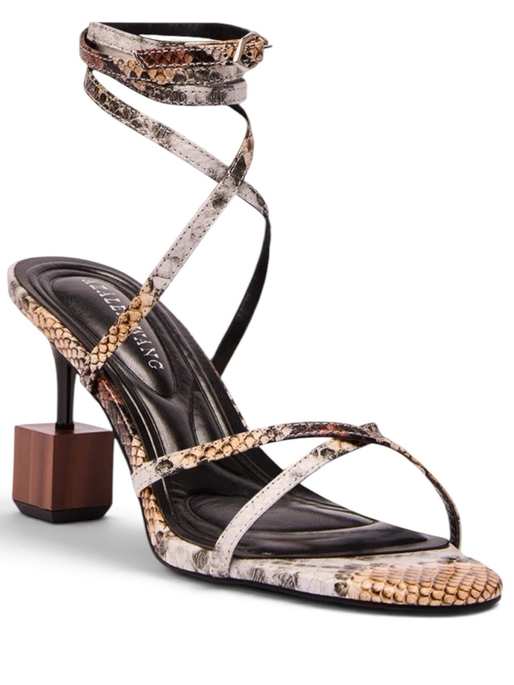 🔥🔥AZALEA WANG CLAREN BROWN MULTI WOODEN HEEL SANDAL SIZE 8.5